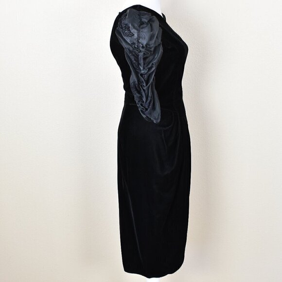Vintage 80s 90s Black Velvet Dress - Picture 8 of 10